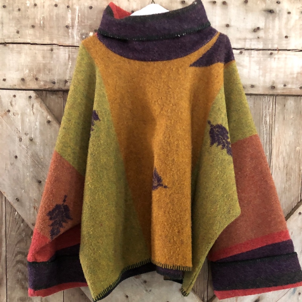 Oversized wool poncho